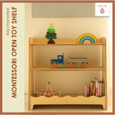 MONTESSORI OPEN TOY SHELF & BOOKSHELF (Scallop) / Montessori Bookshelf / Children Toy and Bookshelf