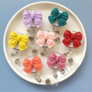 HUANG Bow Flower Nurse Badge Reel Name Tag 3D Flora Easy Pull Buckle Badge Cilp Work Card Retractable Badge Holder Office School