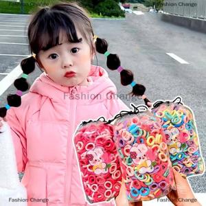[COD] Fashion Change 100PCS Colorful Basic Nylon Ealstic Hair Band Kids Girls Ponytail Holder Ties Scrunchie Mini Headwear Rubber Bands Hair Rope