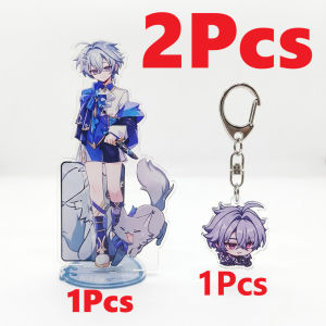 Lohen Acrylic Standee Keychain Set Of 2 Double Layer Figure Display Base Anime Character Collector Desk Shelf Ornament Cute Key Ring Bag Pendant