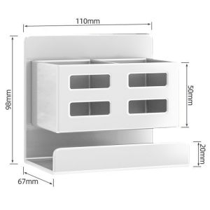 KEBETEME 2 In 1 High-capacity Storage Rack Bathroom Comb Razor Metallic Storage Rack Hole-free Wall-mounted Toilet Cosmetics Toothbrush Toothpaste Container