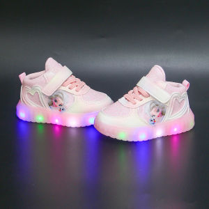 New LED style shoes for kids girls velcro high top light up board shoes for kids size 25-30