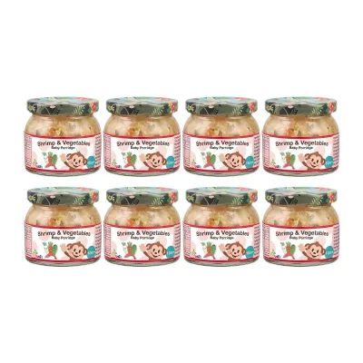 Eusik 8 Packs Baby Rice Porridge - Shrimp And Vegetables - 145G - 10 Months+