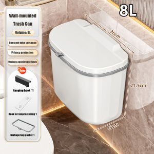 Wall Mounted Trash Can Home Office Use 8L/12L Plastic Square Storage Bin with Lid For Bathroom Kitchen Dumpster Big Size
