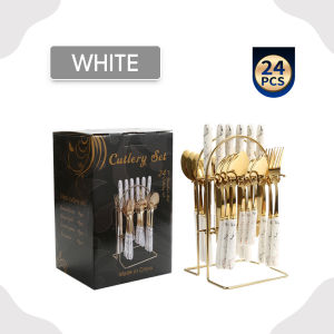 [1SET | 24PCS] Worthbuy Stainless Steel Cutlery Set Sudu Garfu Pisau 餐具套装 Kutleri Meja Tableware Spoon Fork Knife Set