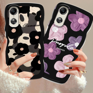 (Lokal Ready) Xinyu Casing hp OPPO Reno 8T 4G Reno 6 5G Reno 5 Reno 5F Reno 4F Art Lukisan Cat Minyak Retro Bunga Wavy Edge Case