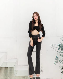 D-Luve Celana Jeans Cutbray Hightwaist Bottom Cut Loose Wanita Panjang