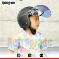 RetroGrade Helm Bogo Anak helem retro anak Lucu Polos Usia 2-6 Tahun Kaca Flat/Datar - Pink Hitam. 