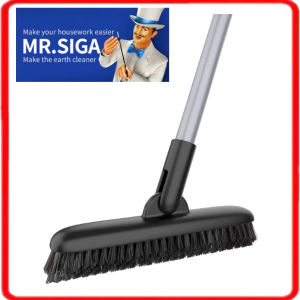 MR.SIGA Heavy Duty Grout Scrub Brush with Long Handle Shower Floor Scrubber for Cleaning Tile Scrub Brush with Stiff Bristles