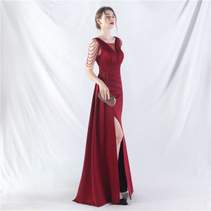 Formal Dress For Women Pure Color Banquet President Style Show Annual Meeting Bridal Wedding Evening Prom Female Gown