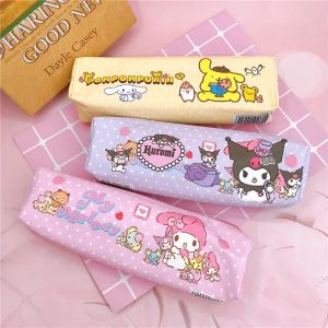 Kotak Pensil Anak Sekolah Motif Kartun Karakter Sanrio Kuromi Cinnamoroll Melody / Tempat Pensil Panjang Balok Gambar Kartun Sanrio Bahan Kulit Sintetis PU