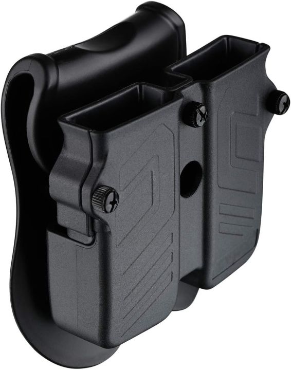 thumbnail image 2 of Magazine Holster Double Magazine Pouch, 9mm .40 .45 .357 Double Stack Mag Holder Dual Stack Mag Holster With 1.5''-2.5'' Belt Clip For Glock Sig Sauer S&W Beretta Browning Taurus H&K Most Pistol 2 of 10