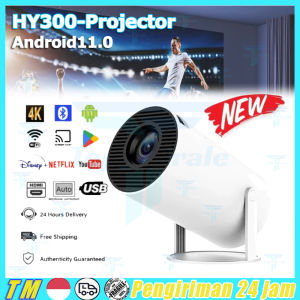 Proyektor HY300 Smart Proyektor Portable 180 Degree ANSI Lumens Android 11.0 1080P 4K WiFi Bluetooth 5.0 10000 Lumens Proyektor Terbaru Remote Control
