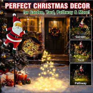 FM Solar Powered Santa Claus Garden Light Outdoor Christmas Decorations Solar Lawn Light Waterproof Dusk To Dawn Energy Efficient Yard Art