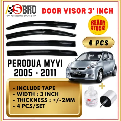 Perodua Myvi 2005-2011 Door Visor 3 Air Press Window Style Acrylic Wind Deflector (4PCS/SET)