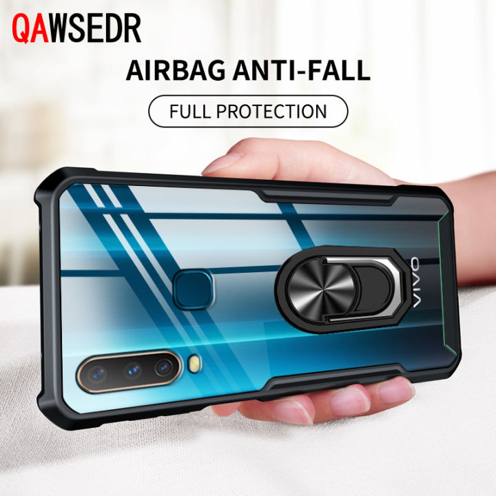 QAWSEDR Ring Phone Holder Clear Case for OPPO A8 A31 Anti-Fall Airbag  Shockproof Transparent Back TPU Phone Cases Soft Shell Cover - Main Image