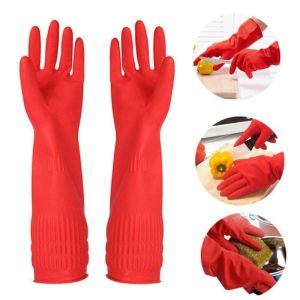 Household Dishwashing Cleaning Gloves Rubber Long Reusable Kitchen Housework Gloves Waterproof Dishes Cars Gardening Gloves