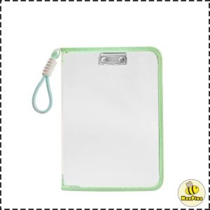MaxPlus A4 Zipper File Bag with Built-in Metal Clip & Handle Large Capacity Transparent Document Pouch
