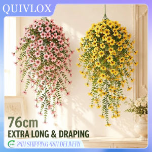 Quivlox Artificial Flower Vine Trailing Hanging Garland Silk Leaves Wall Basket Decor Wedding Backdrop