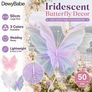 DewyBabe Giant Silk Yarn Artificial Butterfly Wedding Party Decor Outdoor Wall Decor Photography Props