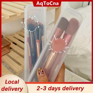 [COD] AqToCna Ship within 24 hours Makeup Brush Organizer Transparent With Cover Eyebrow Pencil Boxes Portable Women Cosmetic Storage Organizer Makeup Tools