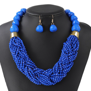 Layer Beaded Set Safe Plastic Necklace and Earrings Accessory for Casual Outings Travel