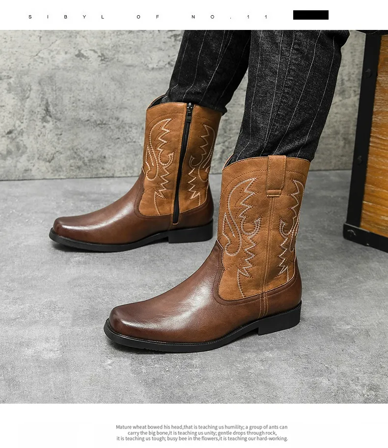 Men's Classic Vintage Handmade Custom Mid-Tall Cowboy Boots