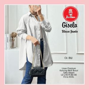Blouse Wanita Kerah Kemeja Oversize Korean Style Linen Gisela Blouse Terbaru Nyaman dipakai - XELLEA
