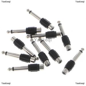 [COD] Yaokeqi 10 Pcs RCA Female Jack To 6.35mm 1/4" Male Mono Plug Audio Adapter Connector