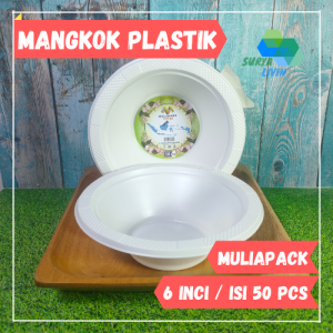 ISI 50 PCS Mangkok Plastik M6 Sekali Pakai Putih Susu Sedang Muliapack