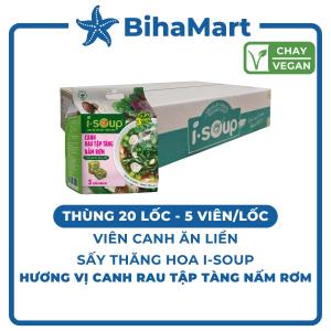 [THÙNG 20 LỐC] - NFC - Viên canh ăn liền sấy thăng hoa I-Soup hương vị Canh rau tập tàng nấm rơm ISoup ăn liền (35g/lốc)