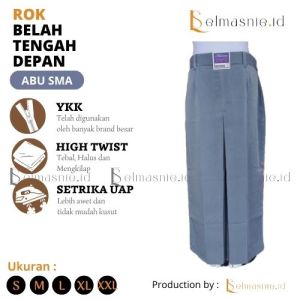 ROK SPAN REMPEL DEPAN ABU SMA SMK SMU BAHAN HIGH TWIST ROK SERAGAM SEKOLAH REMPEL DEPAN