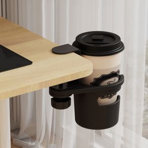 YIDIA สีดำสีดำ ที่วางแก้วแบบหมุนได้ พลาสติกทำจากพลาสติก ป้องกันการรั่วไหล ที่วางแก้วด้านข้าง มัลติฟังก์ชั่ ปรับได้ปรับได้ ชั้นวางขวดแก้วกาแฟ สำหรับบ้าน