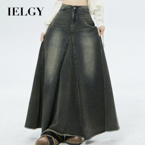 IELGY American retro A-line skirt for women designer denim fishtail skirt
