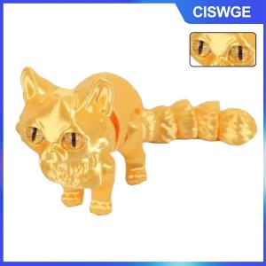 CISWGE Đồ chơi mèo in 3D tượng mô phỏng giống thật không lông với các khớp có thể chuyển động quà tặng Tết Nguyên Đán vui nhộn cho trẻ em