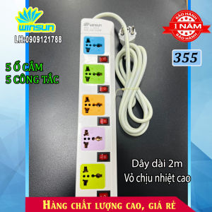 Ổ cắm điện đa năng ổ cắm 5 công tắc 5 ổ cắm dài 2 mét 355 Winsun