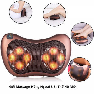 Gối massage hồng ngoại 8 bi máy massage cổ vai váy công nghệ Nhật Bản cao cấp.
