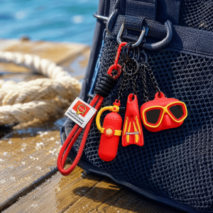 KEND Creative Diving Series Keychain Funny Colorful Oxygen Cylinder Keyring Diving Flippers Fashion Diving  Bag Pendant Diving Enthusiast