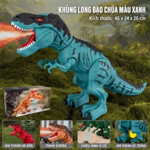 Đồ chơi khủng long T-Rex đẻ trứng phun khói chiếu hình hiệu ứng âm thanh dùng pin Thế giới đồ chơi 1104