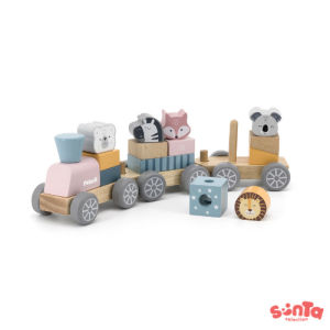 Wooden Stacking Animal Train Toy | Colour Sorting Toddler Game | Mainan Kereta Susun Kayu 18M+ PolarB