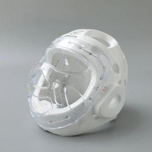 WKF Approved Helmet with Mask Headgear White Black Face Protector Nose Guards Taekwondo Training Competition Head Gear Kid