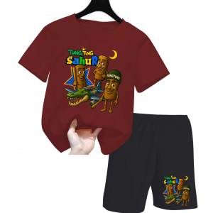 Kaos Setelan Anak Laki Laki Dan Perempuan Motif Anomali Assasino Cappuccino Bahan Katun Usia 1-8 Th