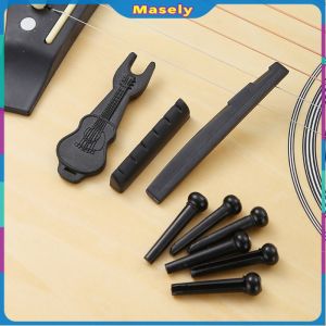 Masely Guitar Saddle and Slotted Nut for 6 Strings Acoustic Guitar Parts Accessory Set