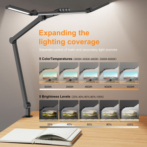 Clip-on Desk Lamp with 3 Light Bars for Home office  Long Led Desk Light with Clamp 24W Tall Foldable Computer Monitor Lamp