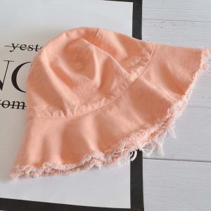 CHARMST Foldable Raw Edge Fisherman Hat Simple Sunshade Sun Protection Basin Cap Shabby Brimmed Hat Polyester Thin Bucket Hats Women