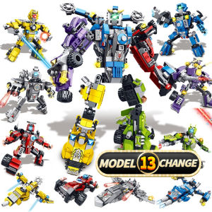 STEM Transformers Robot Building Block Toys Construction Toys Action Figures 13-in-1 Model Kits for Creative and Fine Motor Skill Collectible Great Gift Unique Toy Building Sets for Kids 824 Pcs
