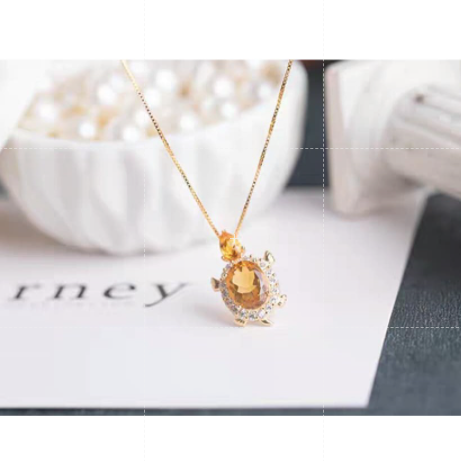 附送项链🤩FREE s925 NECKLACE !!😍金钱招财黄水晶龟套链Citrine Turtle | Lazada