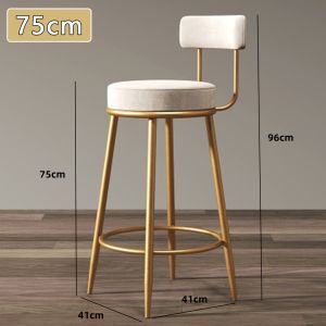65/75CM Nordic Fashion Bar Chair With Backrest Coffee Shop High Stool Golden Light Luxury Pub Chairs