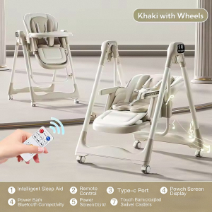 Foldable Baby Chair Baby Electric High Chair Baby Feeding Chair Dining Chair with Adjustable Hight & Remote Control 宝宝餐椅