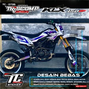 Sticker Fullbody Decal KLX 150 BF New Motif simpel Gradasi Biru Ungu custom Bisa reques - Stiker skotlet motor KLX BF 150 New Fullbody Bisa ubah reques - List variasi Decal motor kawasaki KLX BF 150 new terbaru fullbody bisa Request Nomor Nama TC-0735